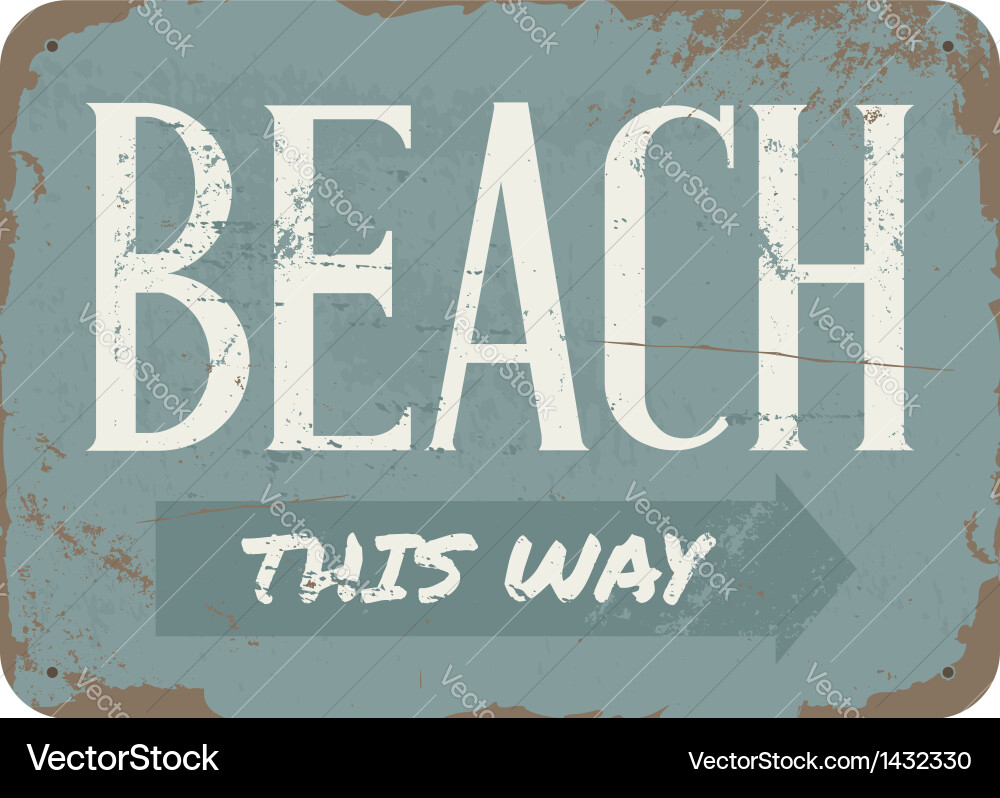 Vintage Beach Metal Sign Royalty Free Vector Image