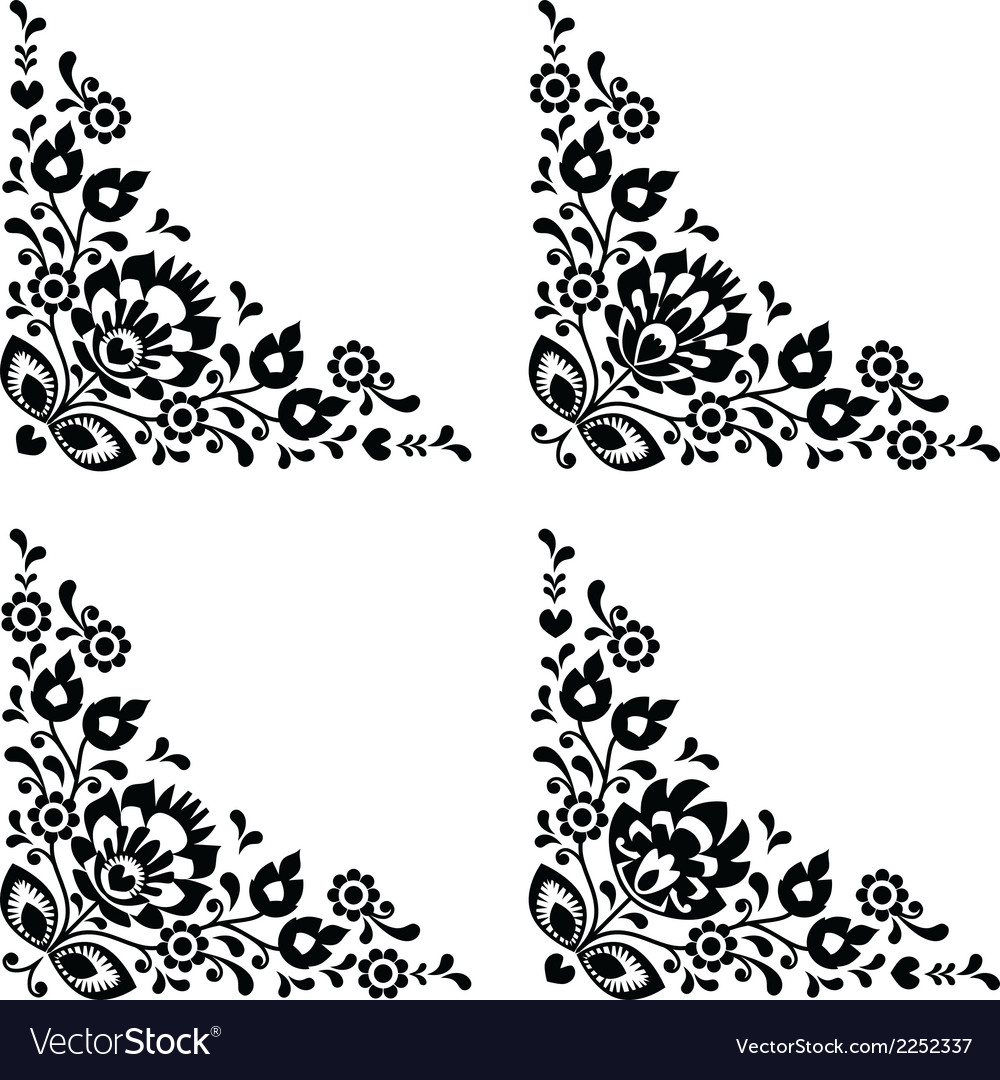 Download Corner border Polish folk embroidery pattern Vector Image