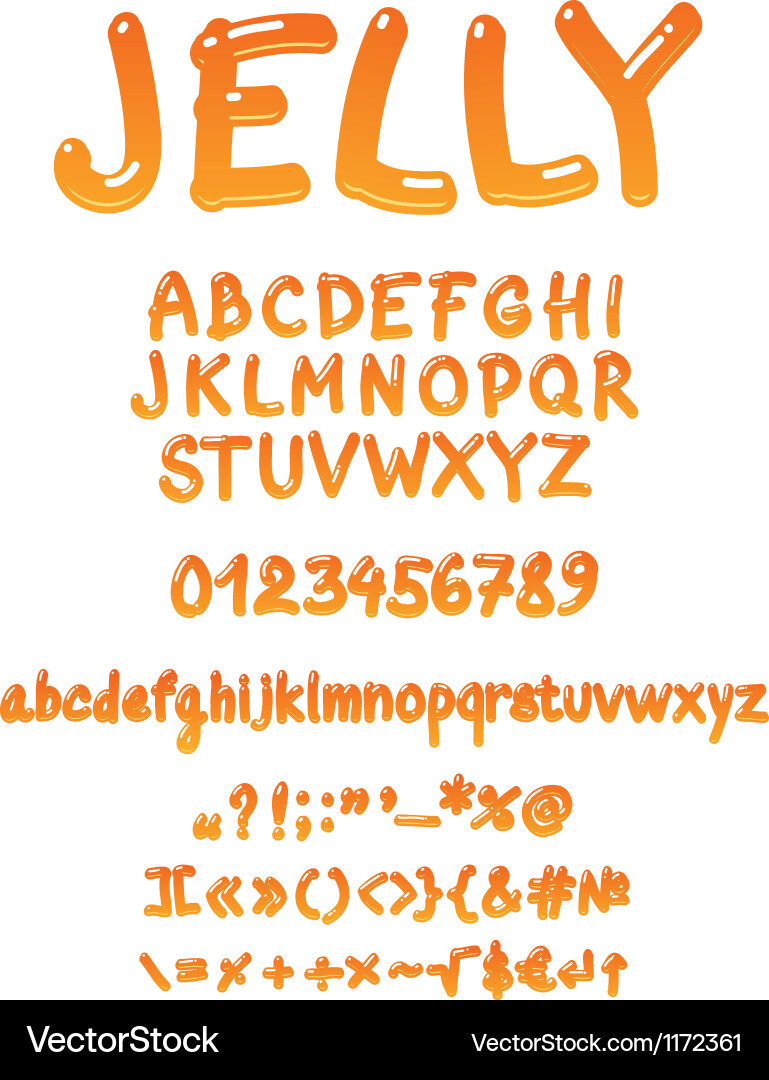 Handwritten jelly font Royalty Free Vector Image