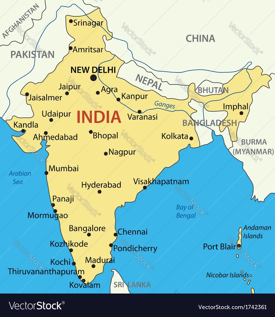 Republic Of India Map Royalty Free Vector Image - Republic Of India Map Vector Image republic of india map royalty free vector image - republic of india map vector image