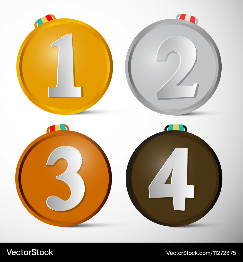 Medals Set First Second Third and Fourth Place Vector Image