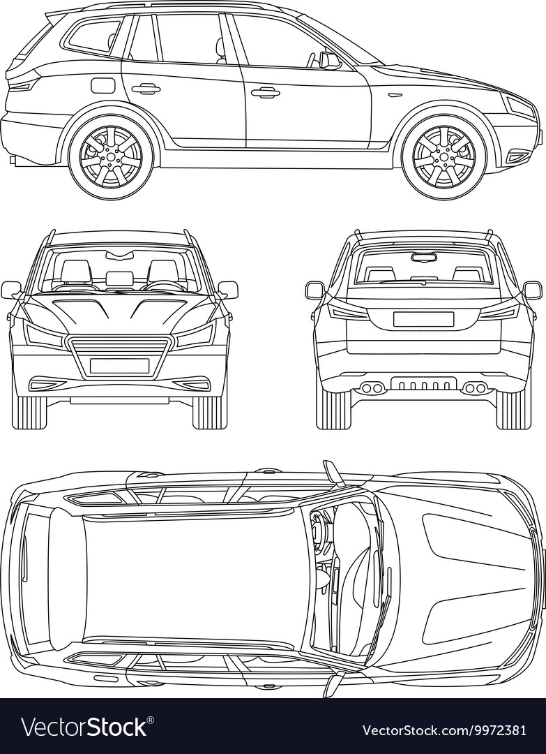 Car suv 4x4 line draw rent damage condition Vector Image suv damage diagrams 