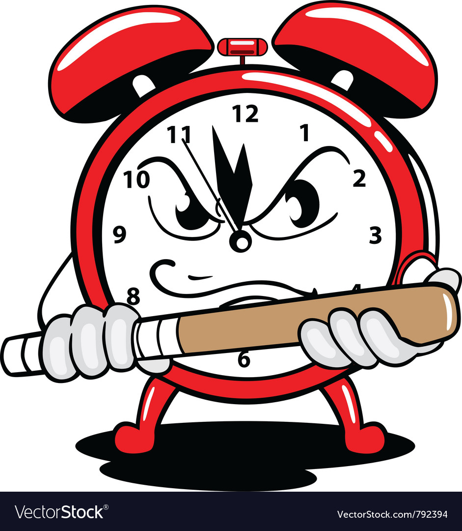 Alarm clock angry royalty free vector image vectorstock