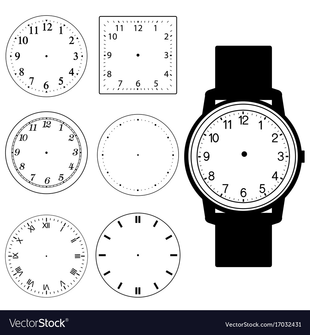 worksheet Blank Analog Clock Face set of blank hand watch face and wall clock vector image image