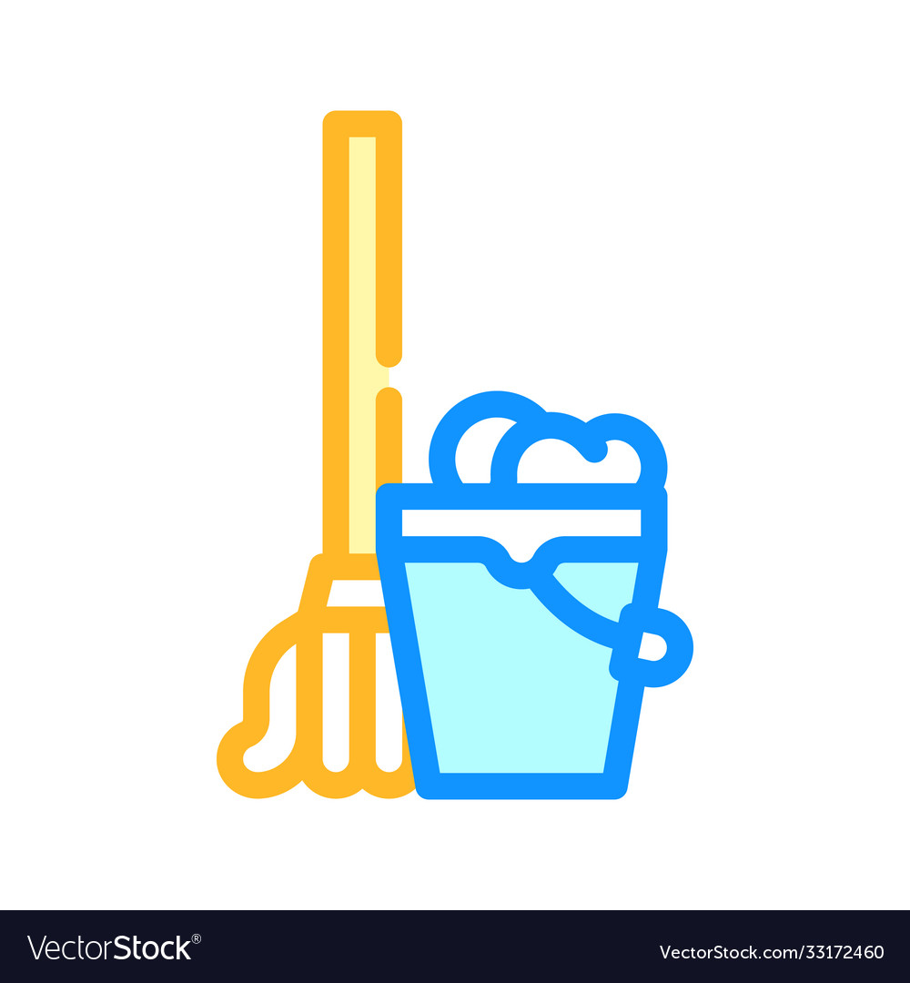 Mop with bucket color icon Royalty Free Vector Image