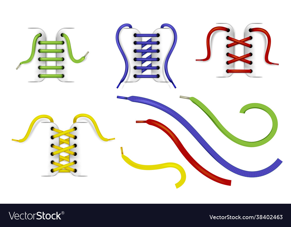 Shoe lacing with colorful laces realistic Vector Image