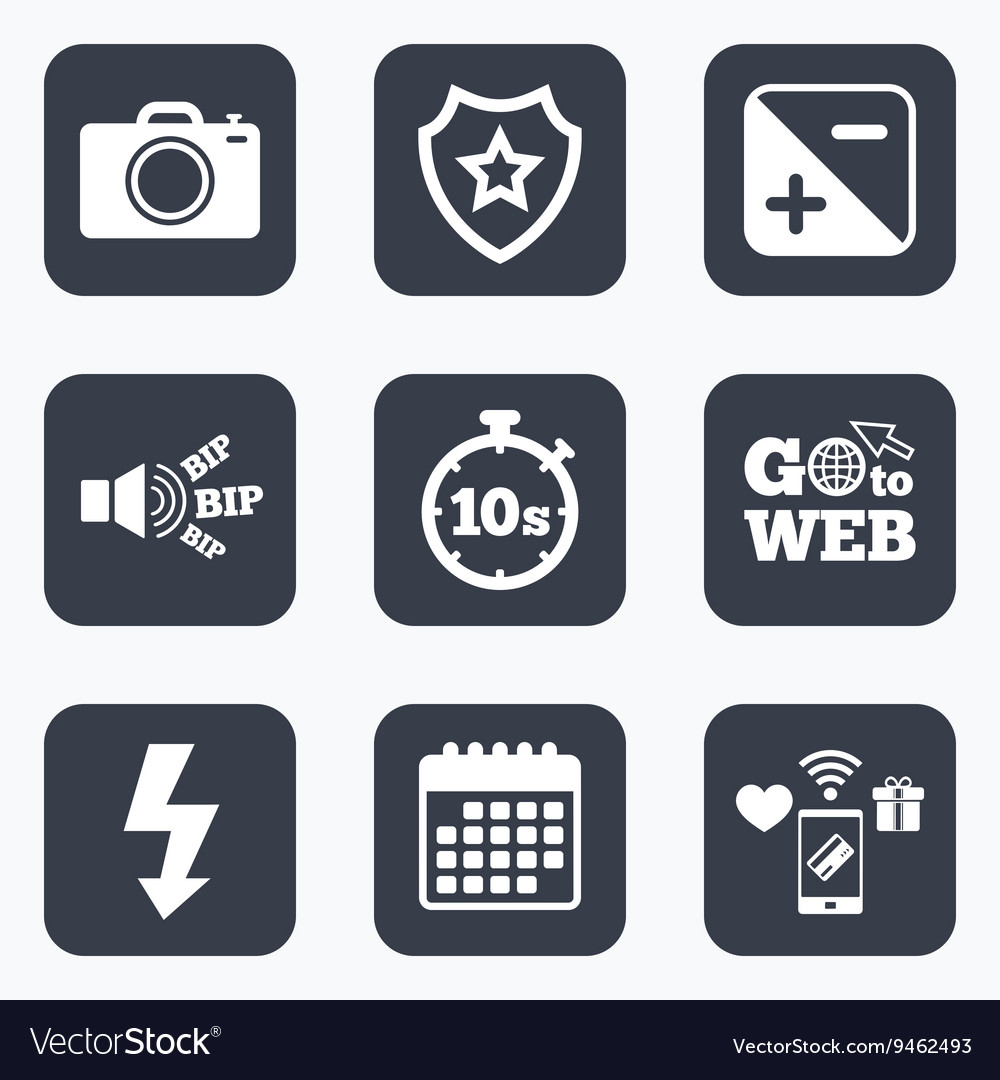 Photo camera icon Flash light and exposure Vector Image