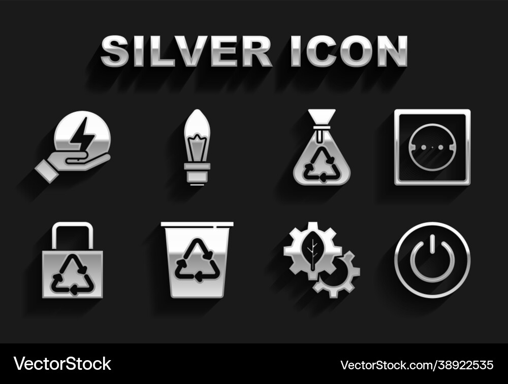 Set recycle bin with recycle electrical outlet Vector Image