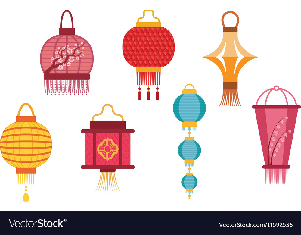 Chinese Lanterns Royalty Free Vector Image Vectorstock Chinese Lanterns Vector Image