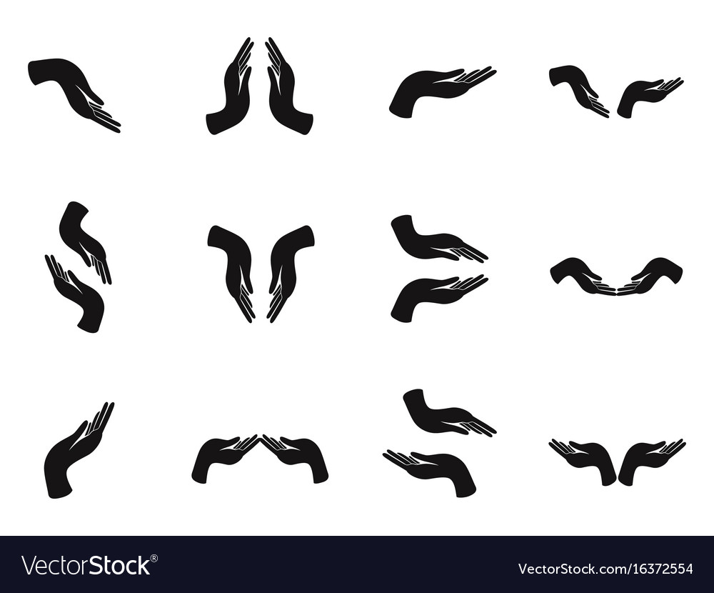 Black holding hands icon set Royalty Free Vector Image