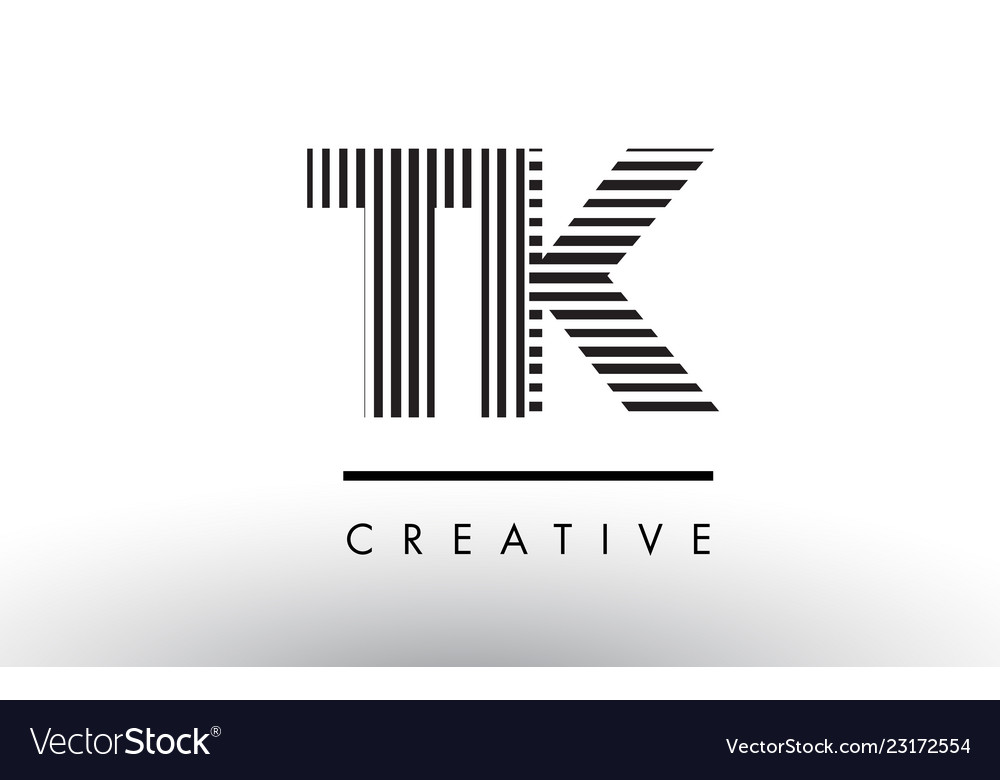 Tk T K Black And White Lines Letter Logo Design Vector Image