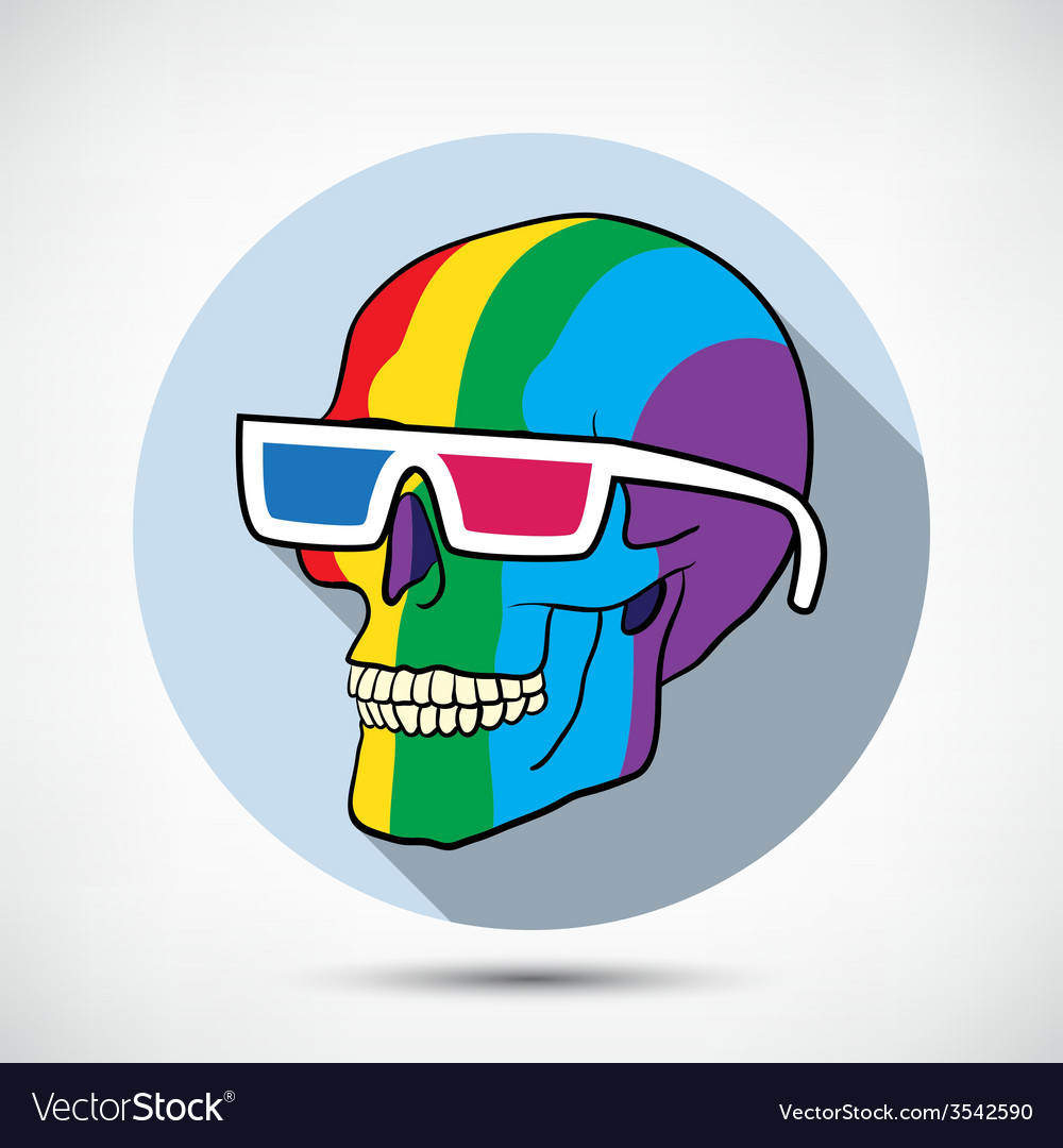 color skull in 3d glasses vector image