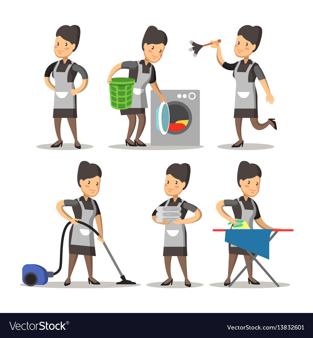 maid cartoon in a uniform cleaning service vector 13832601