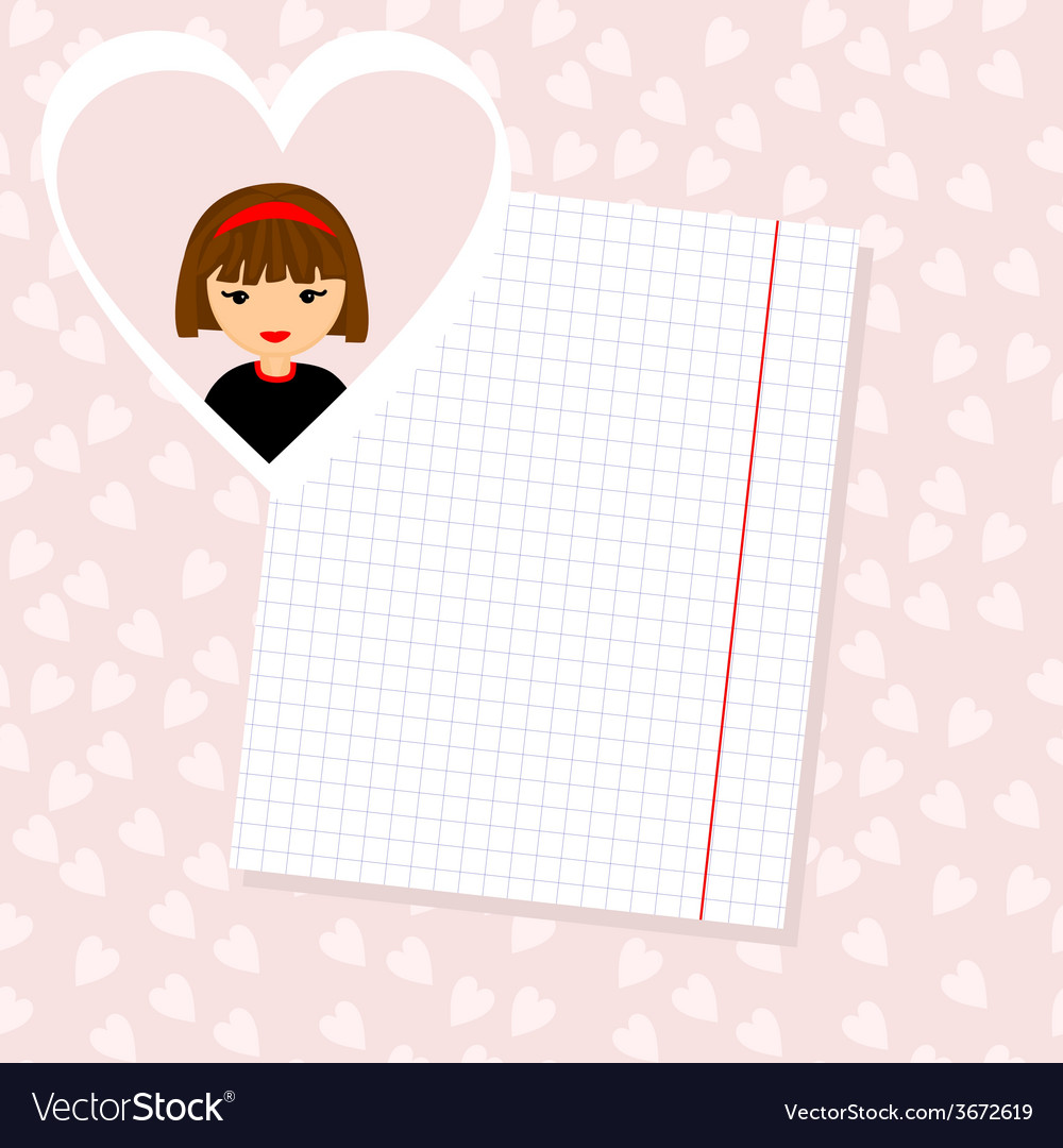 Love Letter Portrait Of Girl In Heart Background Vector Image