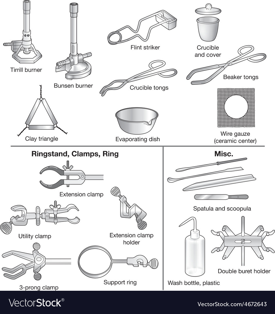 Worksheets Lab Equipment common laboratory equipment royalty free vector image image