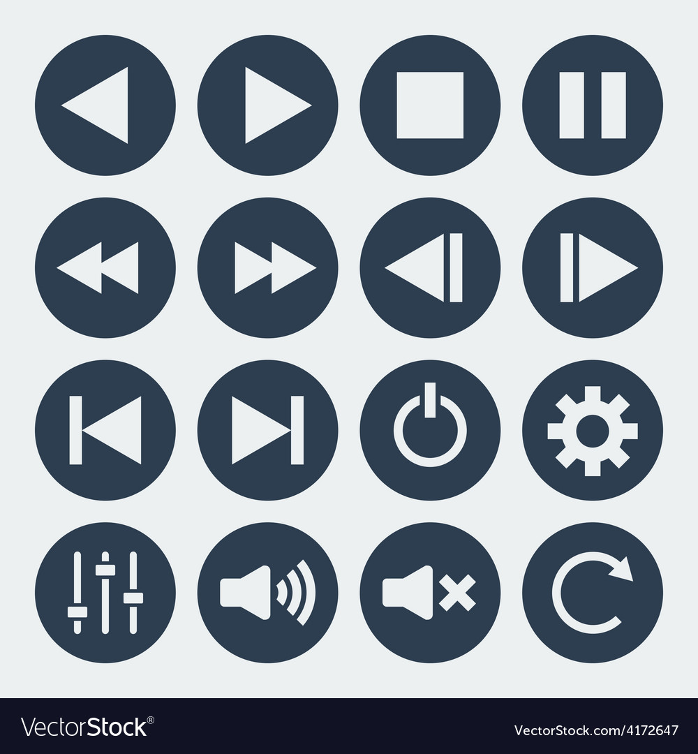 Music control icons Royalty Free Vector Image VectorStock