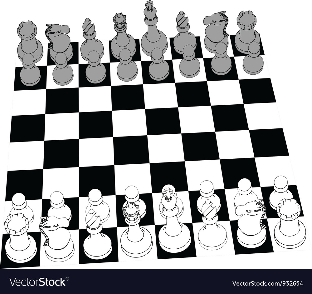 Vector Drawing Lines Games : Chess set game pieces line drawing d royalty free vector