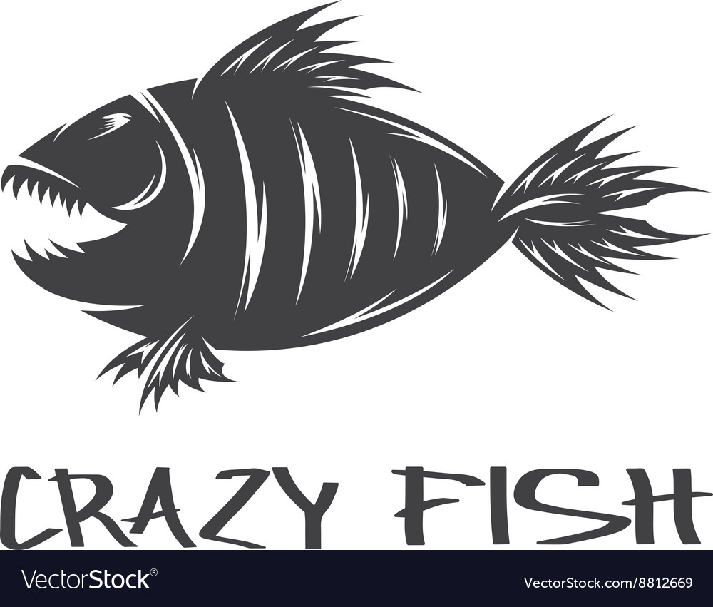 Crazy fish mascot design template Royalty Free Vector Image