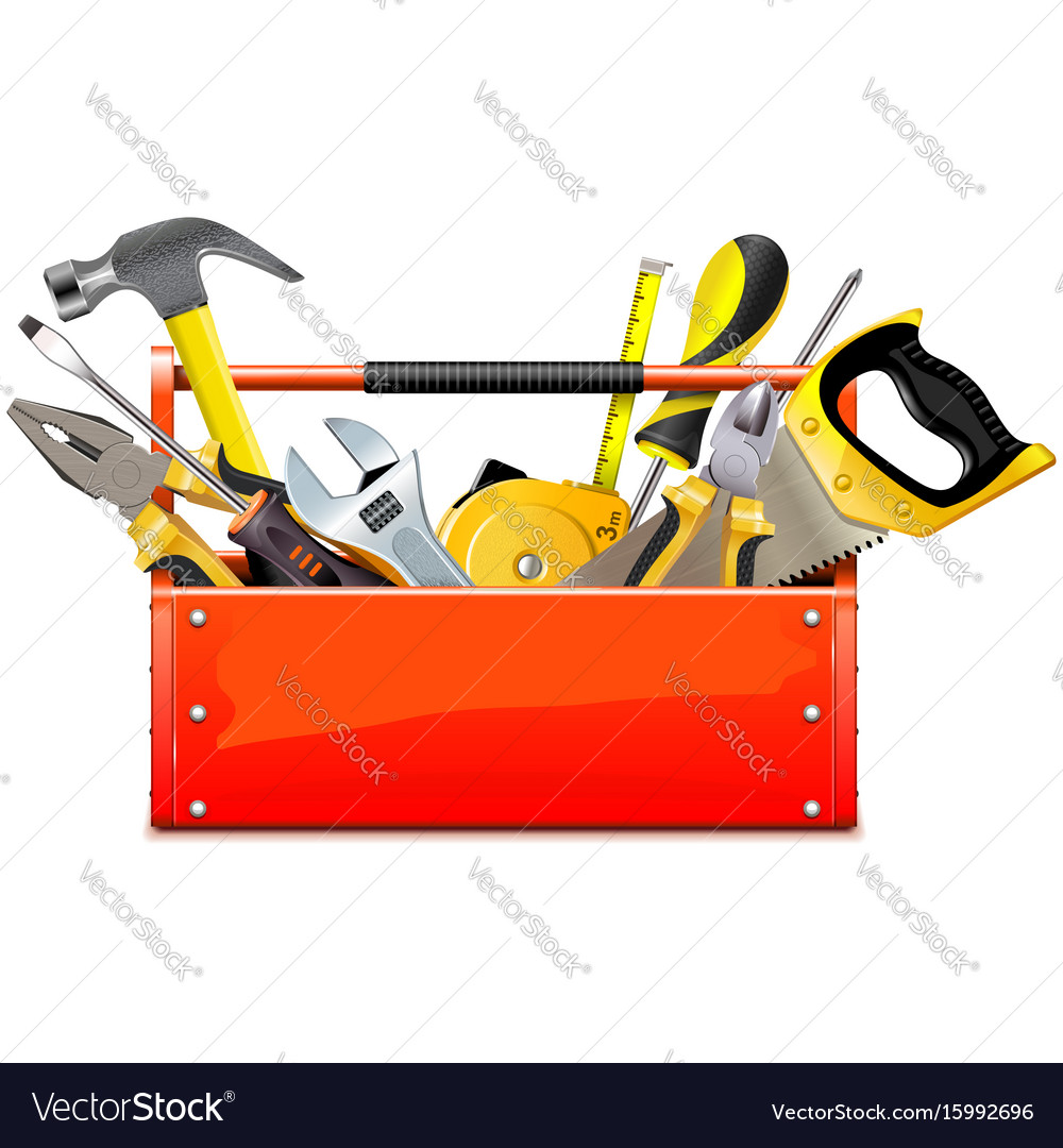 Download Red toolbox with hand tools Royalty Free Vector Image