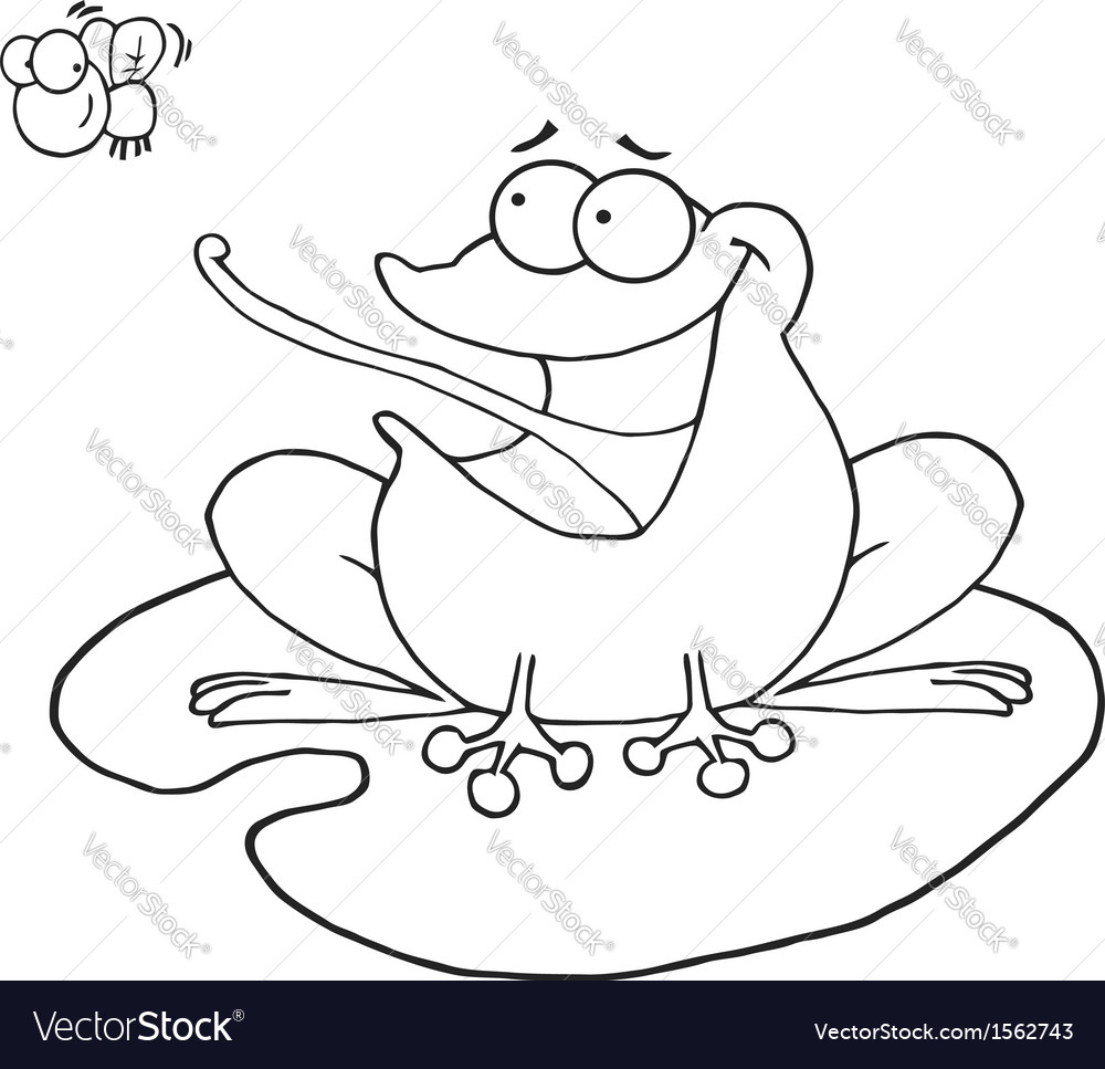 cartoon frog on lily pad vector image