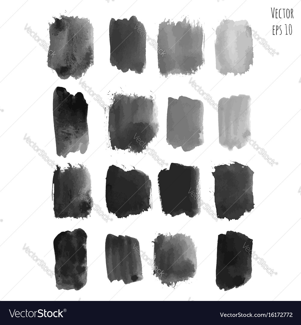 Set of dark black watercolor hand painted texture Vector Image Set of dark black watercolor hand painted texture Vector Image