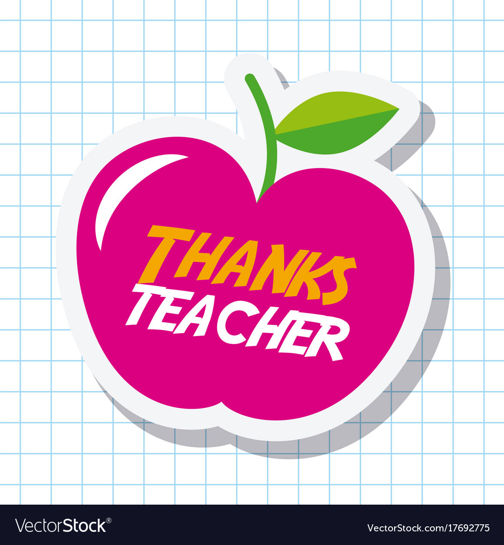 Download Thanks teacher card big pink apple celebration Vector Image
