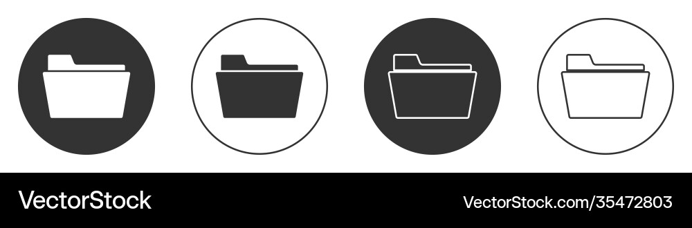 Black document folder icon isolated on white Vector Image