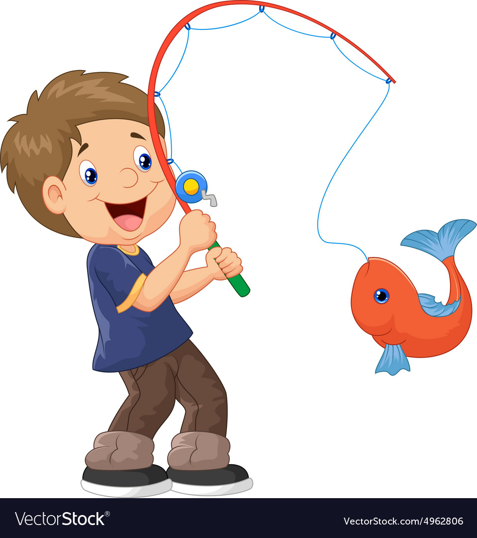 Download Cartoon Boy fishing Royalty Free Vector Image - VectorStock