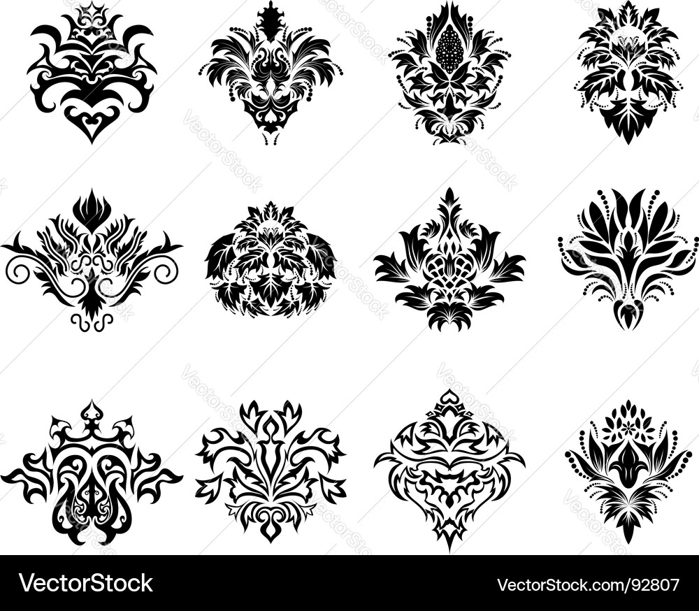 Damask emblem set Royalty Free Vector Image VectorStock