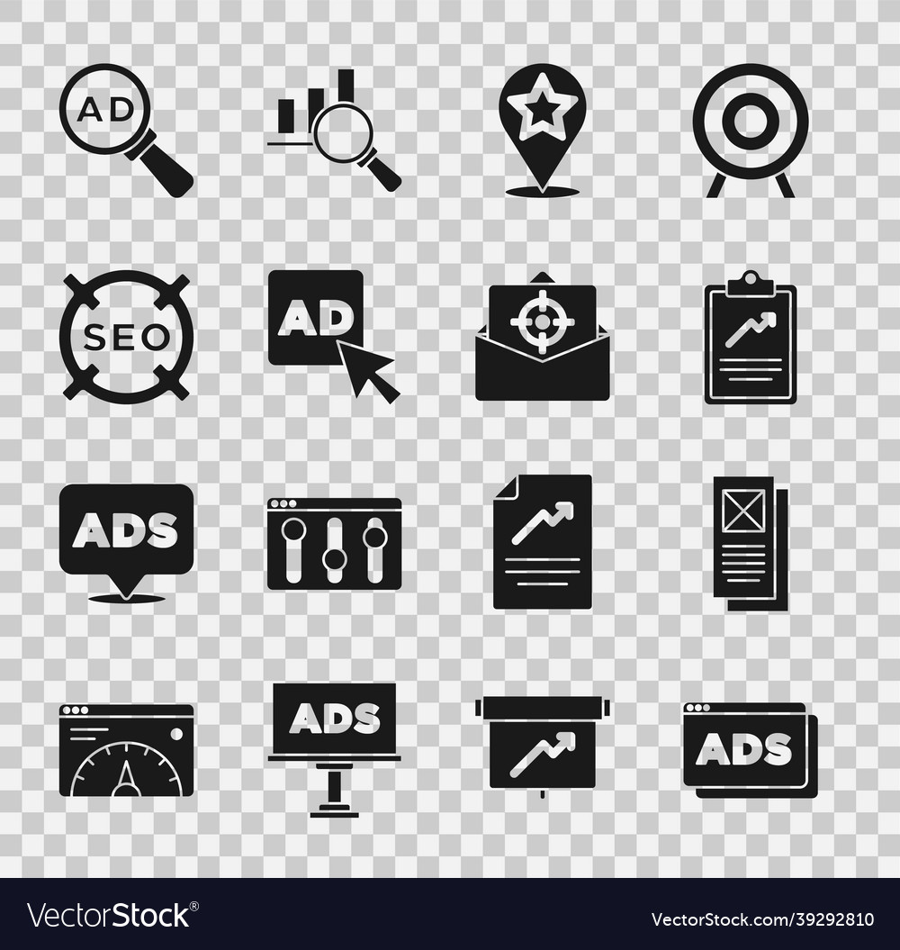 Set advertising browser window clipboard Vector Image