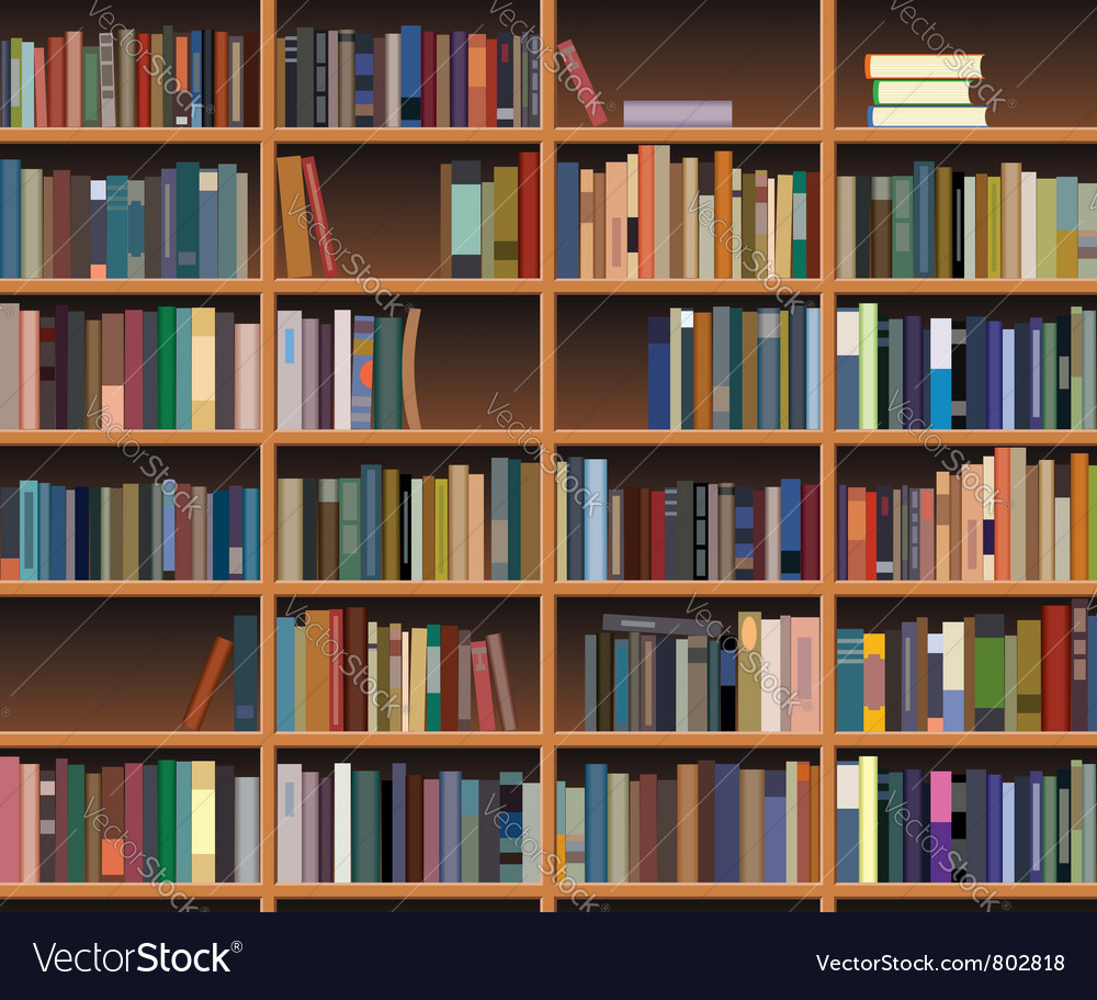 Wooden bookshelf Royalty Free Vector Image VectorStock