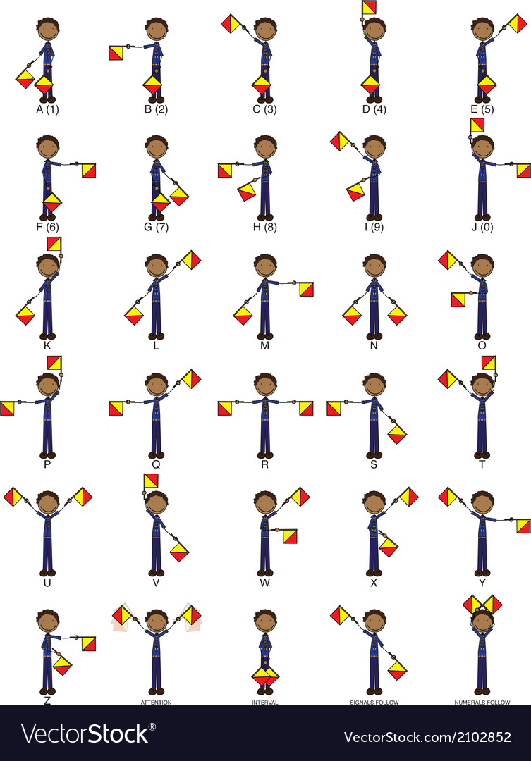 Twoflag semaphore signals Royalty Free Vector Image