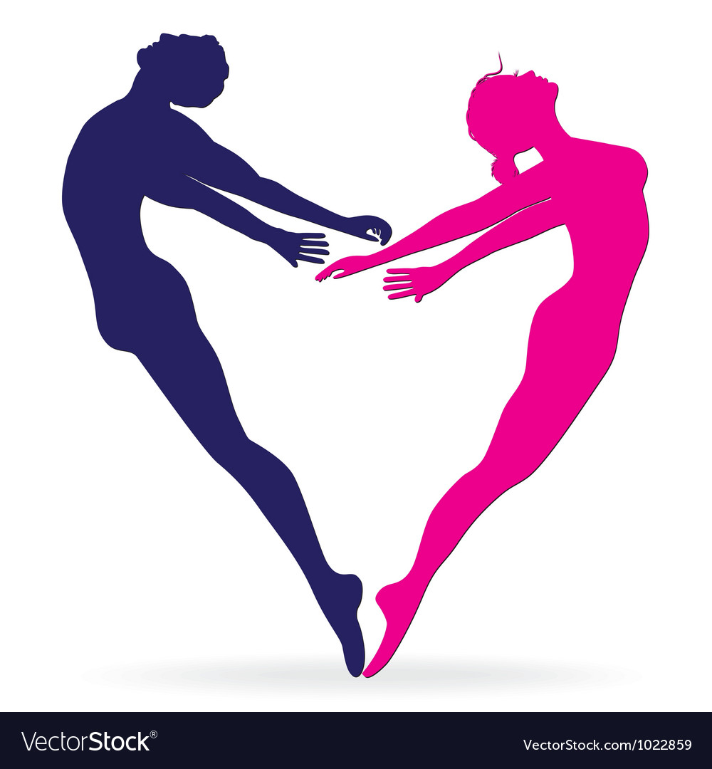 Man and woman body silhouette in heart Royalty Free Vector Image - VectorStock
