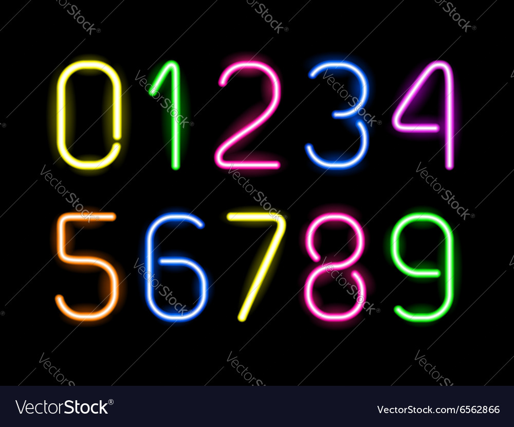 Neon numbers Royalty Free Vector Image - VectorStock