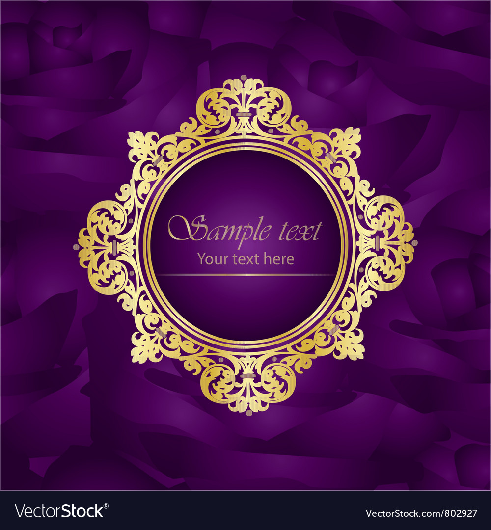 Purple luxury square background gold frame roses Royalty ...
