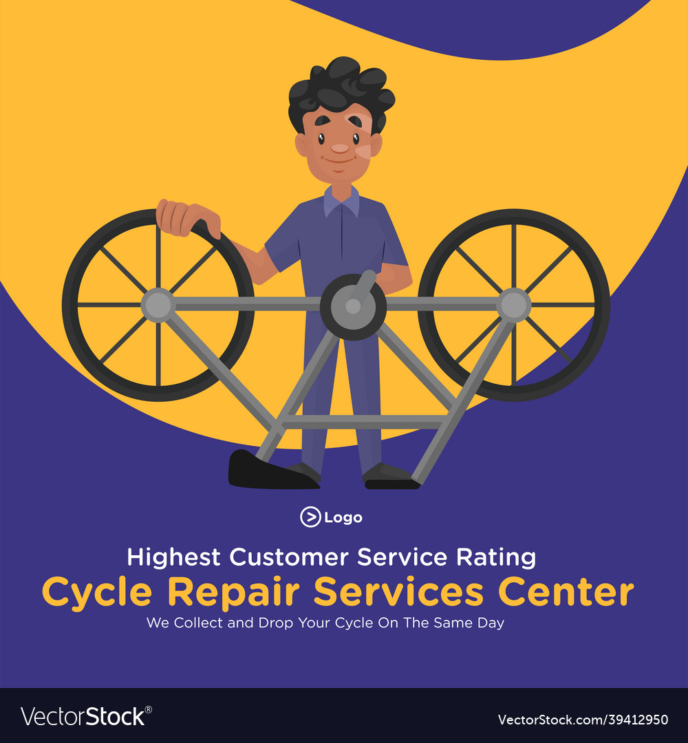 Banner design of cycle repair services center Vector Image