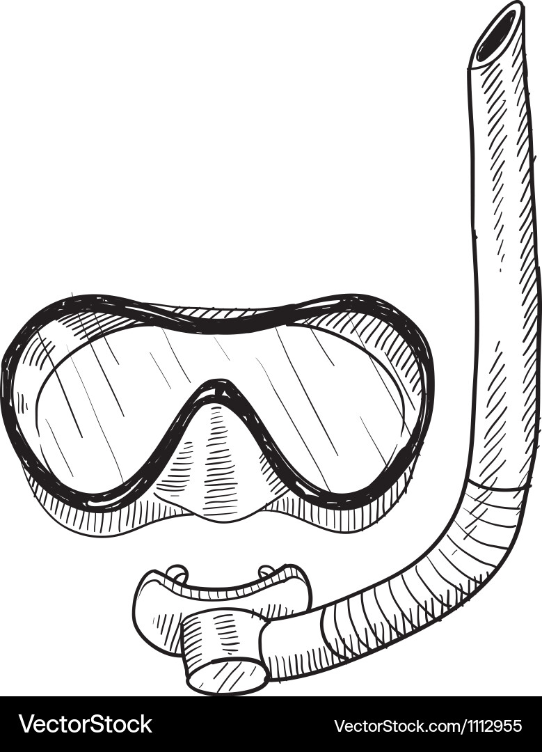 Doodle scuba mask snorkel Royalty Free Vector Image