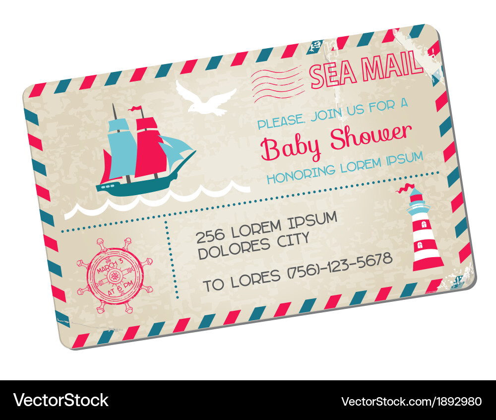 Baby Shower or Arrival Postcard Royalty Free Vector Image