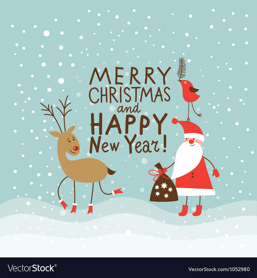 Download Funny deer and Santa Claus Royalty Free Vector Image