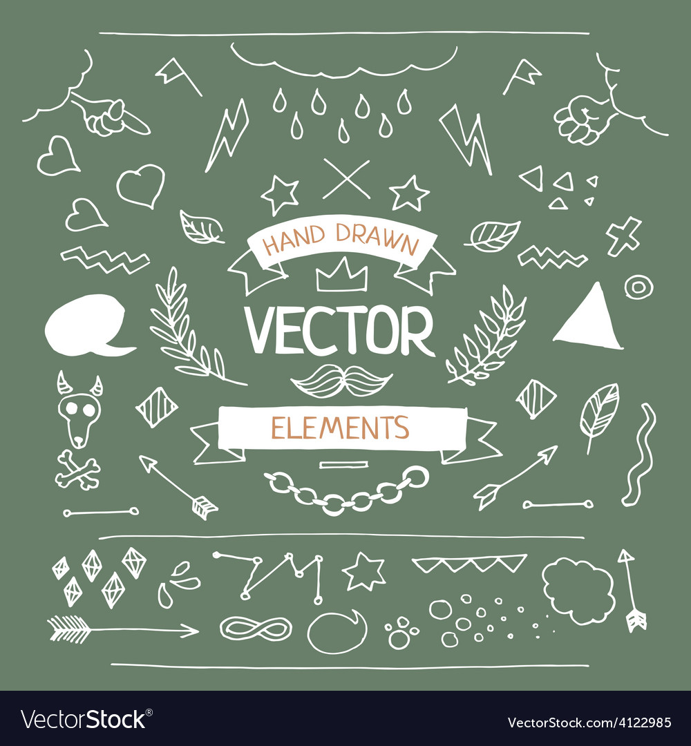 Set of hand drawn elements Royalty Free Vector Image