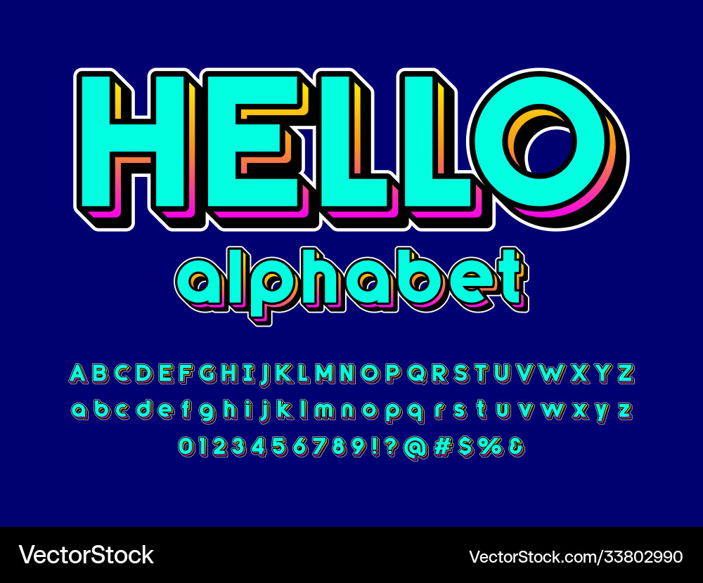 3d bold font Royalty Free Vector Image - VectorStock