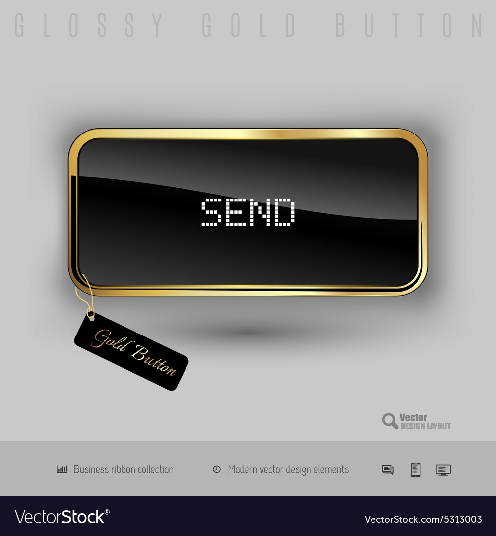 Gold button with black glossy inside Royalty Free Vector