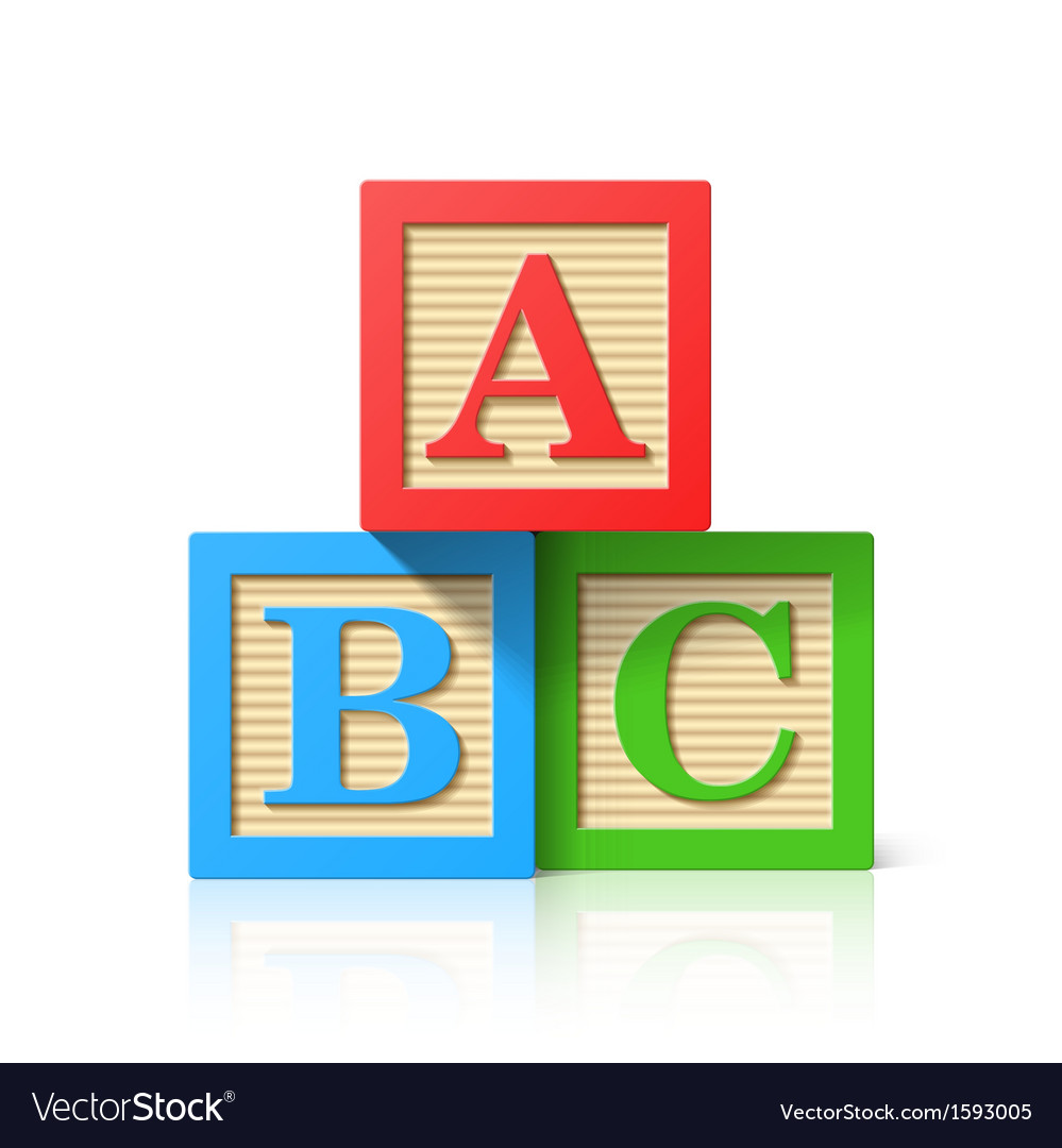 Wooden alphabet cubes with ABC letters Royalty Free Vector