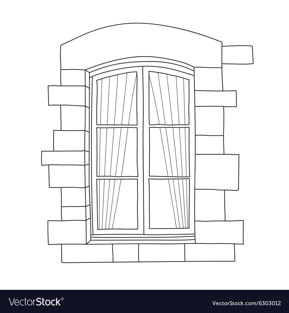 vintage window drawing. vintage window vector image drawing e