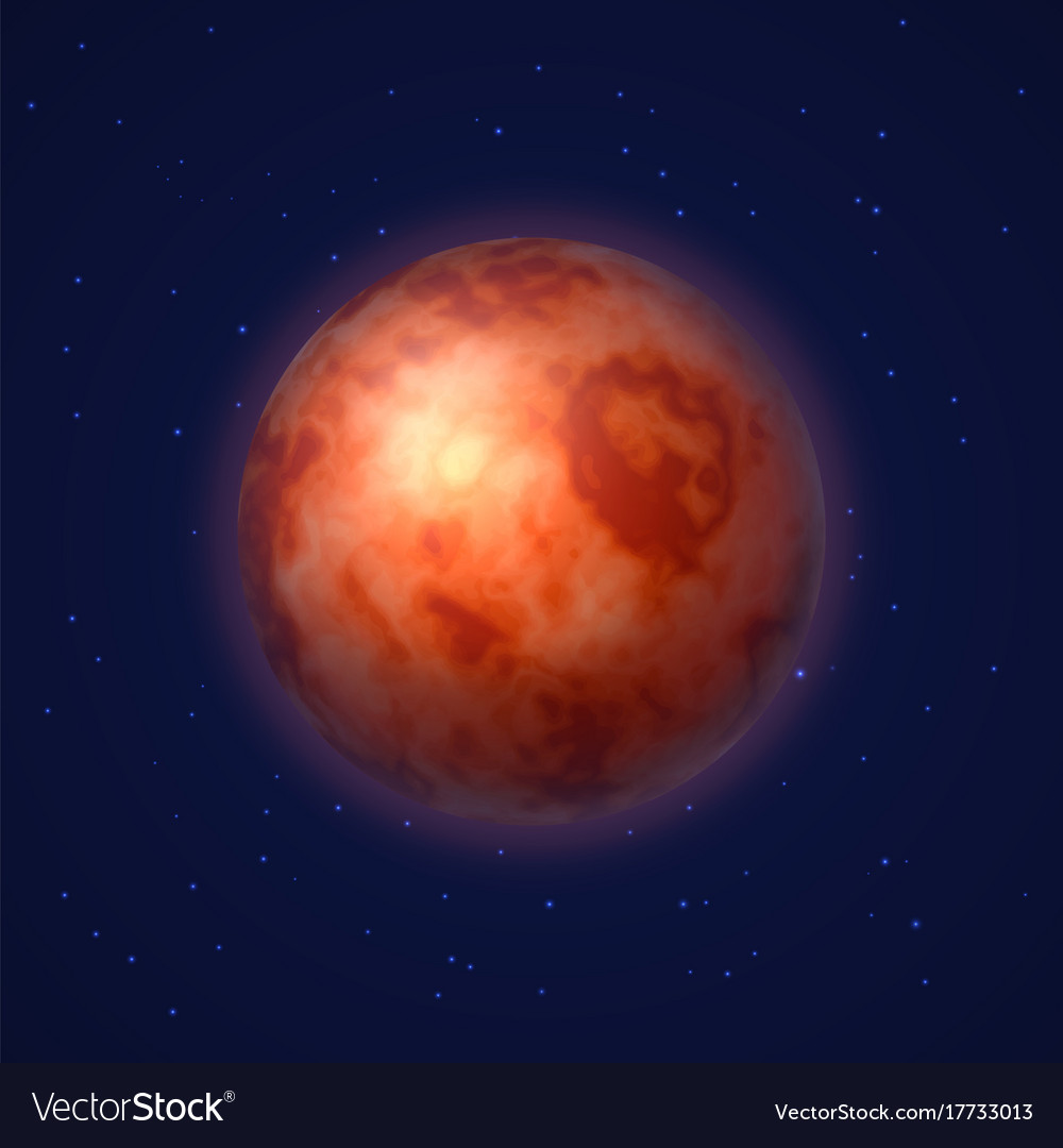 Planet Mars Background Night Sky Cartoon Style Vector Image