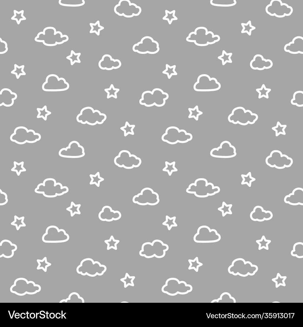 Clouds and stars seamless pattern Royalty Free Vector Image