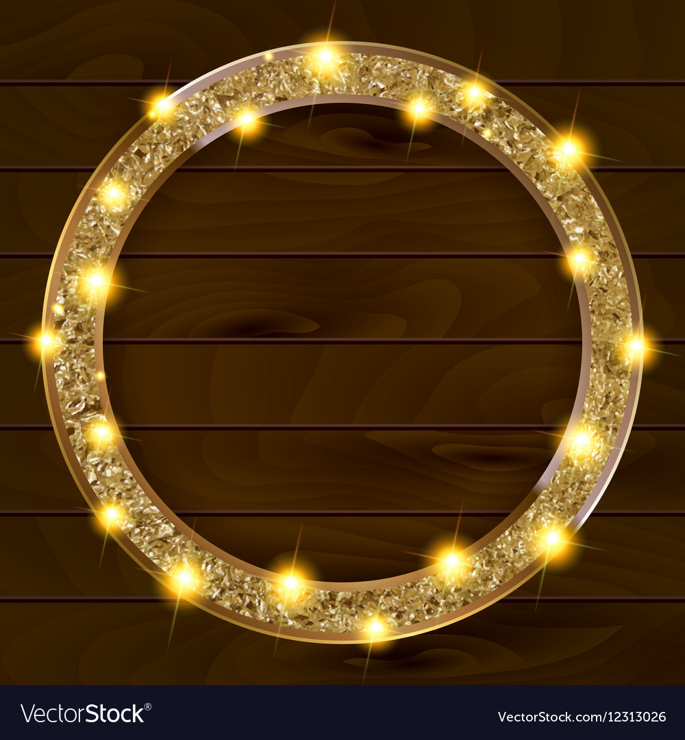 Round Gold Frame On A Wooden Background Royalty Free Vector Round Gold Frame On A Wooden Background Vector Image
