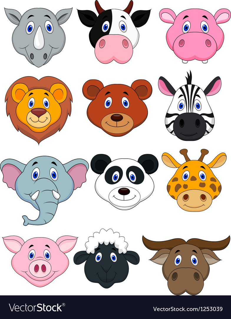 Cartoon animal head icon Royalty Free Vector Image