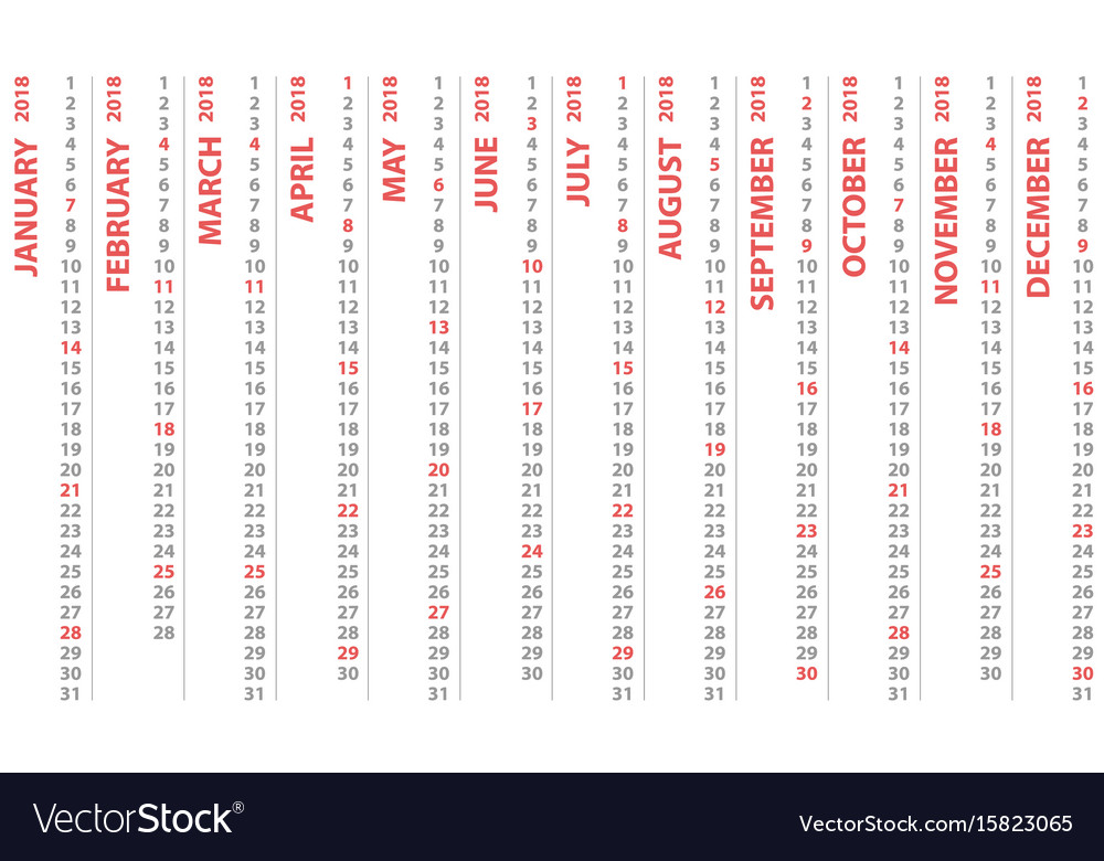 vertical calendar 2018
