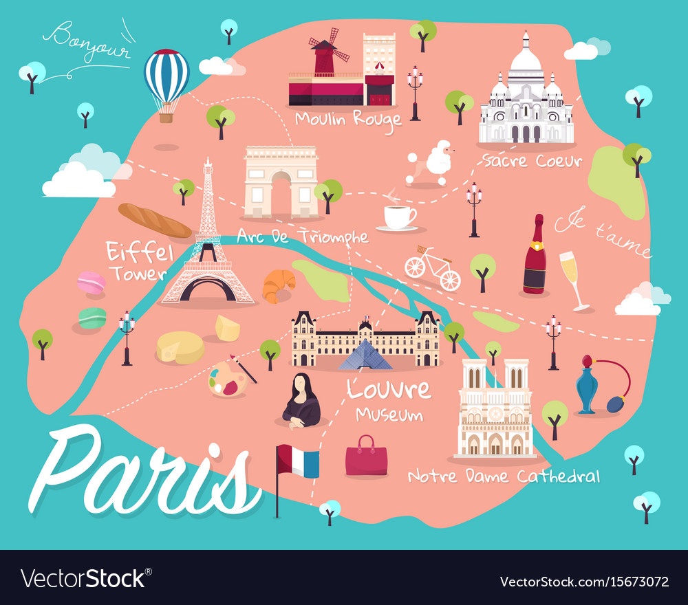 Map of paris Royalty Free Vector Image VectorStock